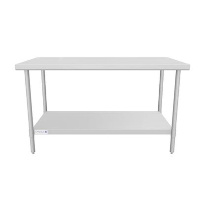60" x 30" Super Duty Work Table 16 Gauge 304 Stainless Steel with Stainless Steel Legs and Undershelf, NSF