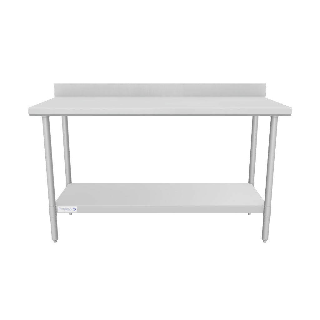 60" x 24" Super Duty Work Table 16 Gauge Stainless Steel with 4" Backsplash and 18 Gauge Stainless Steel Undershelf, NSF