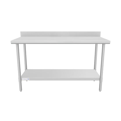 60" x 24" Super Duty Work Table 16 Gauge Stainless Steel with 4" Backsplash and 18 Gauge Stainless Steel Undershelf, NSF
