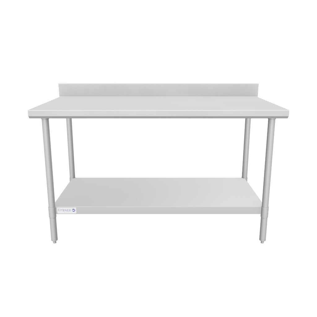 60" x 30" Super Duty Work Table 16 Gauge Stainless Steel with 4" Backsplash and 18 Gauge Stainless Steel Undershelf, NSF