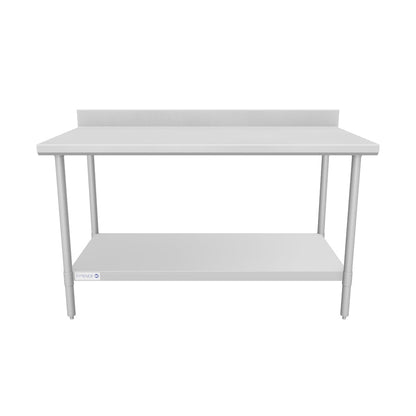 60" x 30" Super Duty Work Table 16 Gauge Stainless Steel with 4" Backsplash and 18 Gauge Stainless Steel Undershelf, NSF