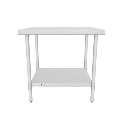 36" x 30" Standard Duty Work Table 18 Gauge 304 Stainless Steel with Galvanized Legs and Undershelf, NSF