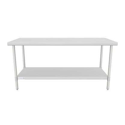72" x 30" Standard Duty Work Table 18 Gauge 304 Stainless Steel with Galvanized Legs and Undershelf, NSF