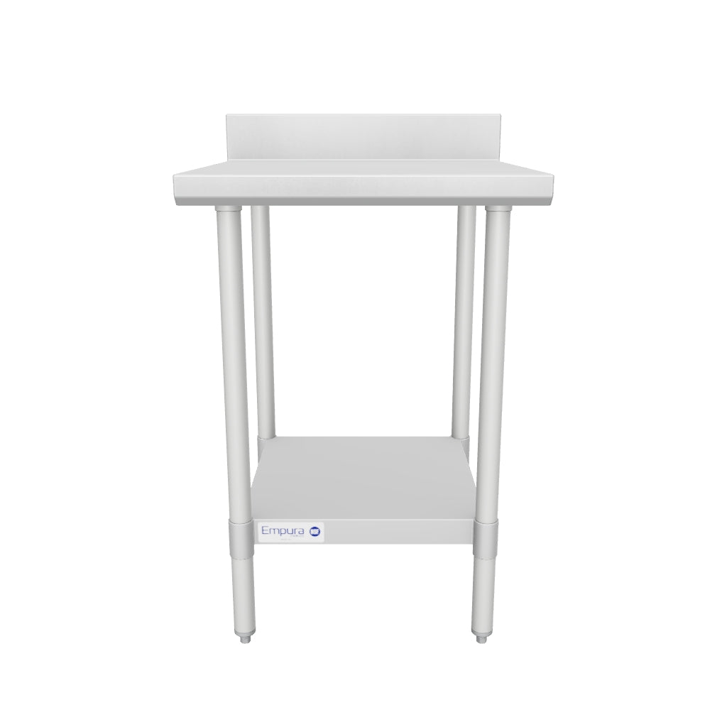 24" x 24" Standard Duty Work Table 18 Gauge Stainless Steel with 4" Backsplash and Galvanized Undershelf, NSF