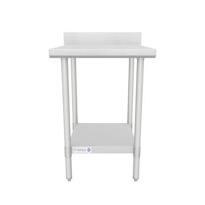 24" x 24" Standard Duty Work Table 18 Gauge Stainless Steel with 4" Backsplash and Galvanized Undershelf, NSF