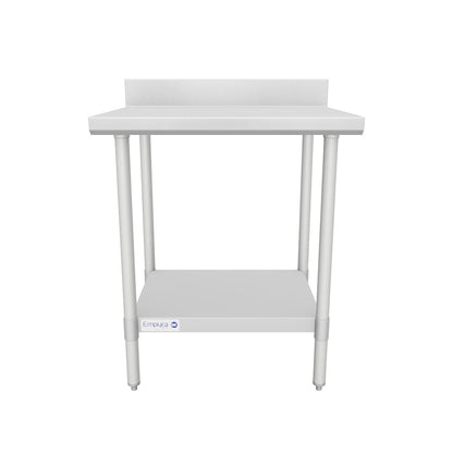 30" x 24" Standard Duty Work Table 18 Gauge Stainless Steel with 4" Backsplash and Galvanized Undershelf, NSF