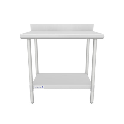 36" x 24" Standard Duty Work Table 18 Gauge Stainless Steel with 4" Backsplash and Galvanized Undershelf, NSF