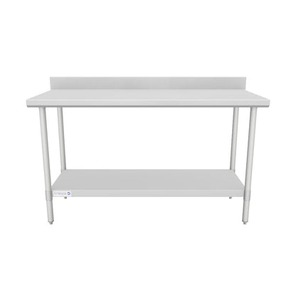 60" x 24" Standard Duty Work Table 18 Gauge Stainless Steel with 4" Backsplash and Galvanized Undershelf, NSF