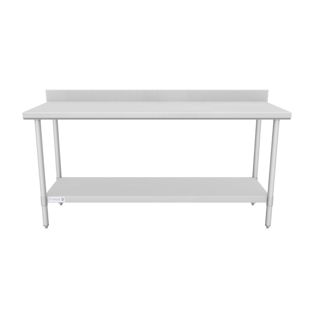 72" x 24" Standard Duty Work Table 18 Gauge Stainless Steel with 4" Backsplash and Galvanized Undershelf, NSF