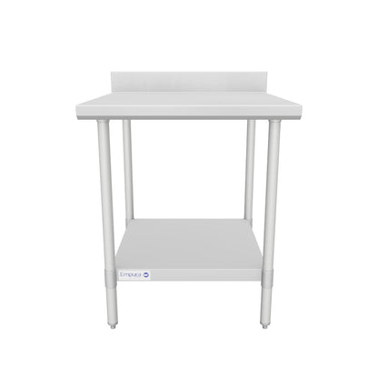 30" x 30" Standard Duty Work Table 18 Gauge Stainless Steel with 4" Backsplash and Galvanized Undershelf, NSF