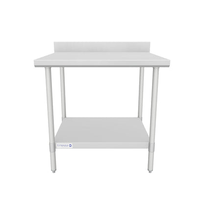 36" x 30" Standard Duty Work Table 18 Gauge Stainless Steel with 4" Backsplash and Galvanized Undershelf, NSF