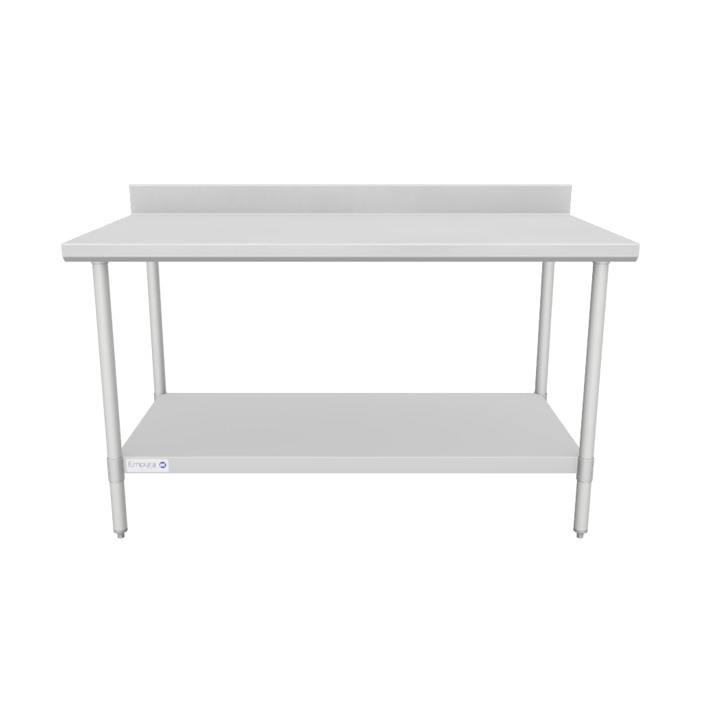 60" x 30" Standard Duty Work Table 18 Gauge Stainless Steel with 4" Backsplash and Galvanized Undershelf, NSF