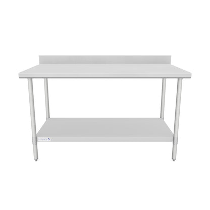 60" x 30" Standard Duty Work Table 18 Gauge Stainless Steel with 4" Backsplash and Galvanized Undershelf, NSF
