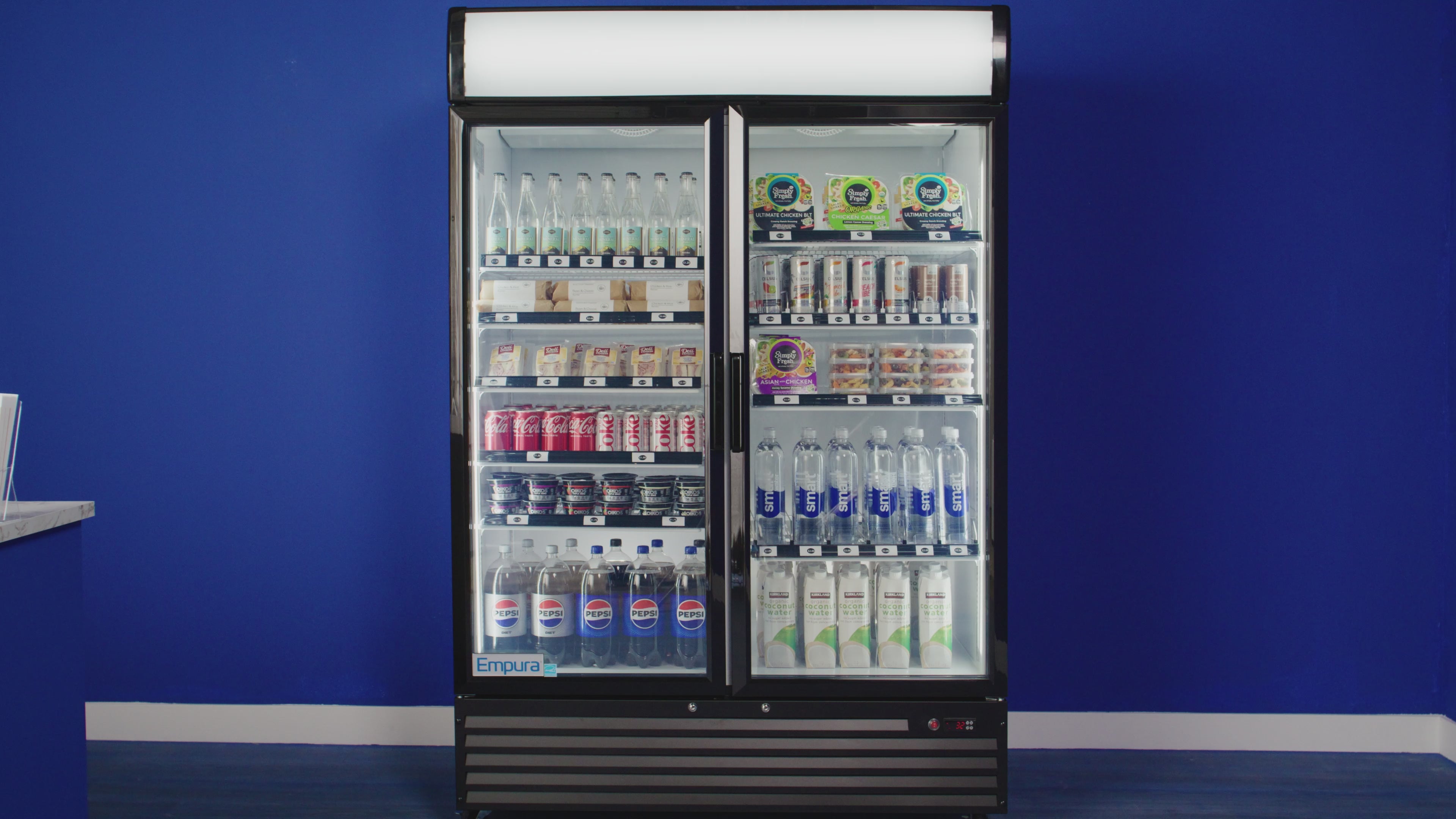 Empura glass door display merchandiser commercial cooler for refrigerated products