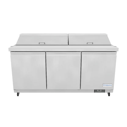 72" 3 Door Commercial Refrigerated Sandwich and Salad Prep Table