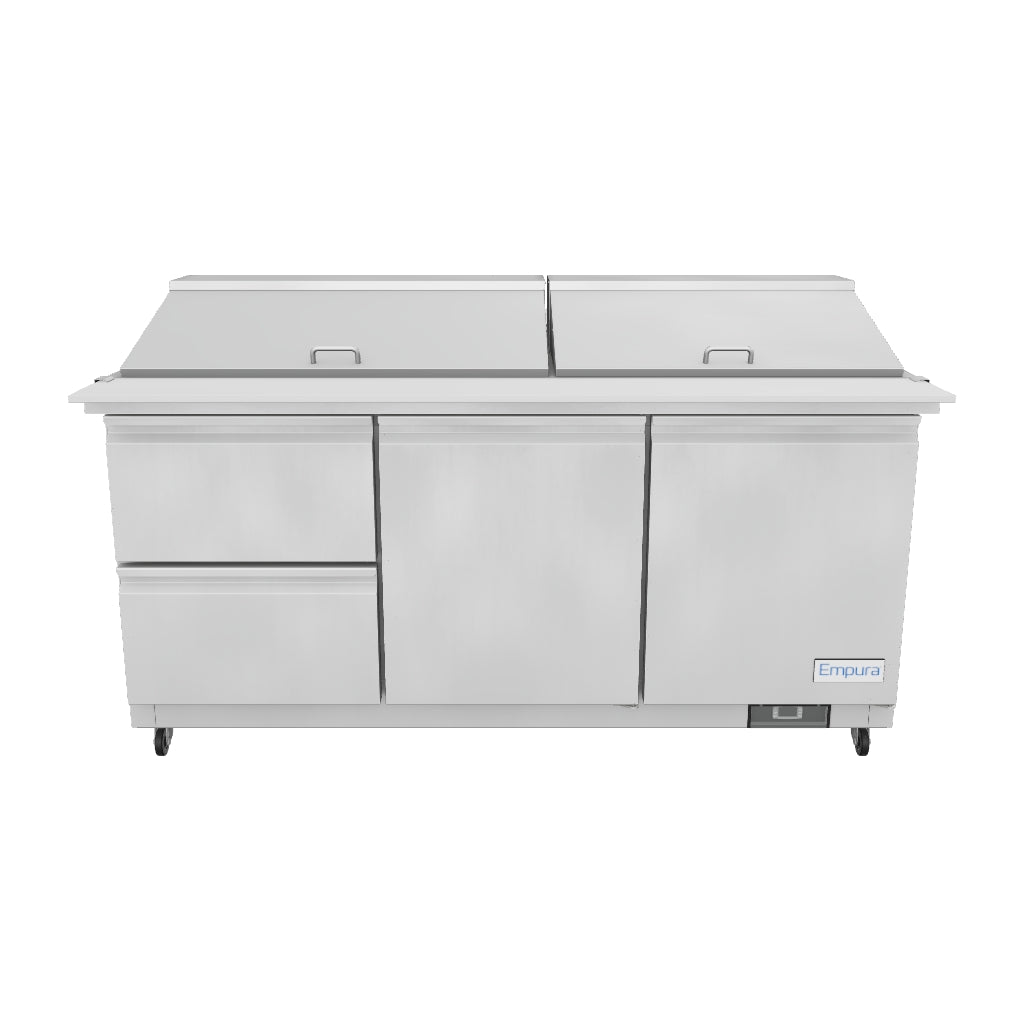 E-KSP72M-D2 Refrigerated Sandwich and Salad Mega Top Prep Table With Drawers 3D View