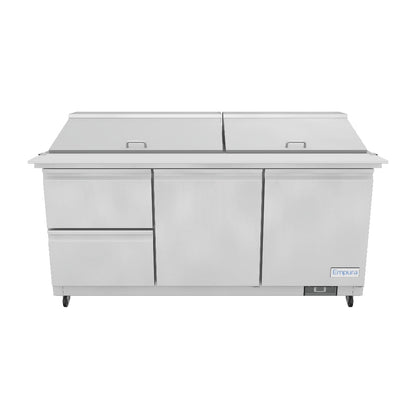 E-KSP72M-D2 Refrigerated Sandwich and Salad Mega Top Prep Table With Drawers 3D View