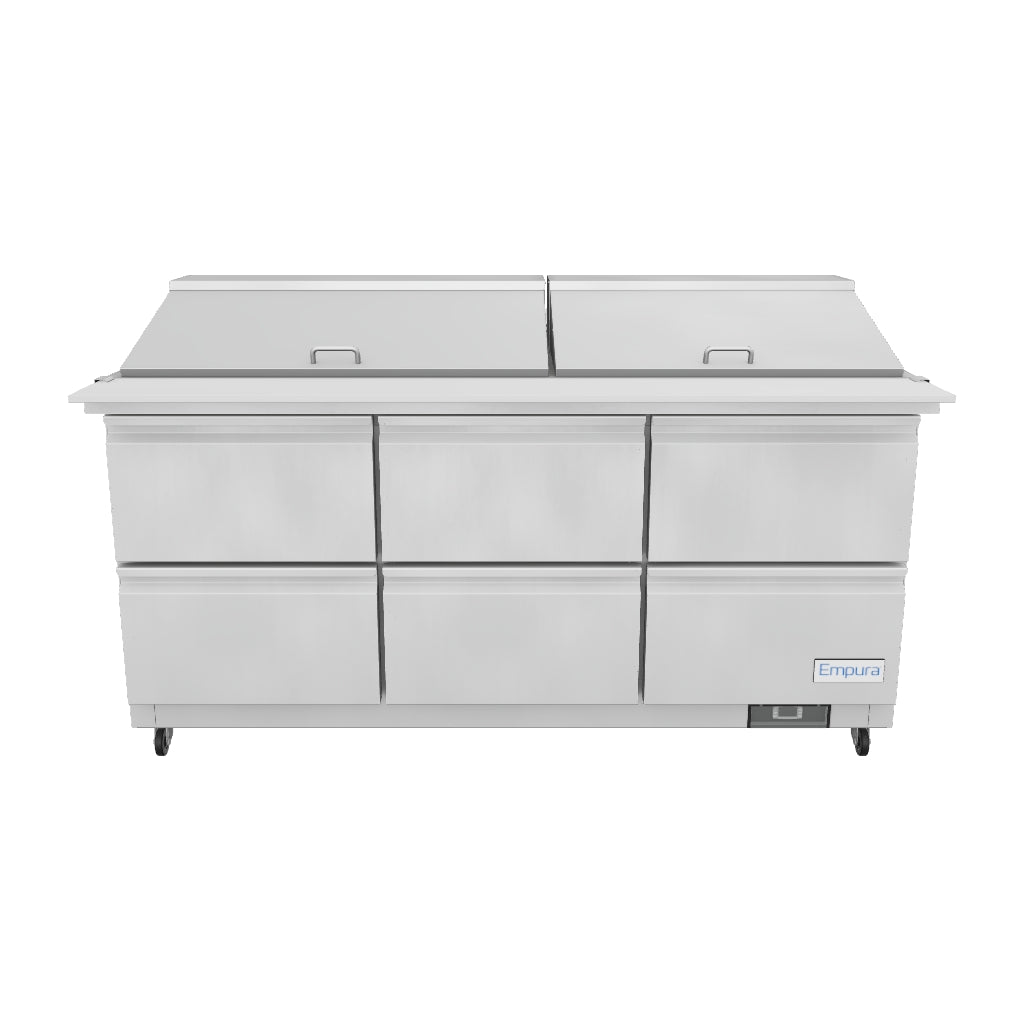 E-KSP72M-D6 Refrigerated Sandwich and Salad Mega Top Prep Table With Drawers 3D View