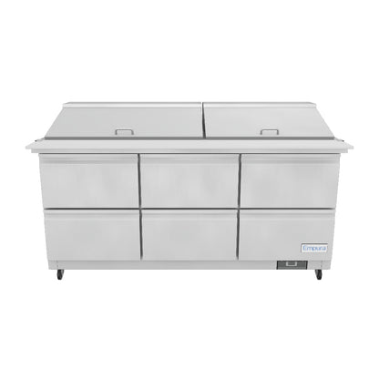 E-KSP72M-D6 Refrigerated Sandwich and Salad Mega Top Prep Table With Drawers 3D View