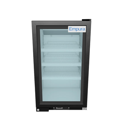 26" Countertop Black Swing Commercial Glass Door Merchandiser Refrigerator with ClearKeeper™ Glass - 7 cu ft