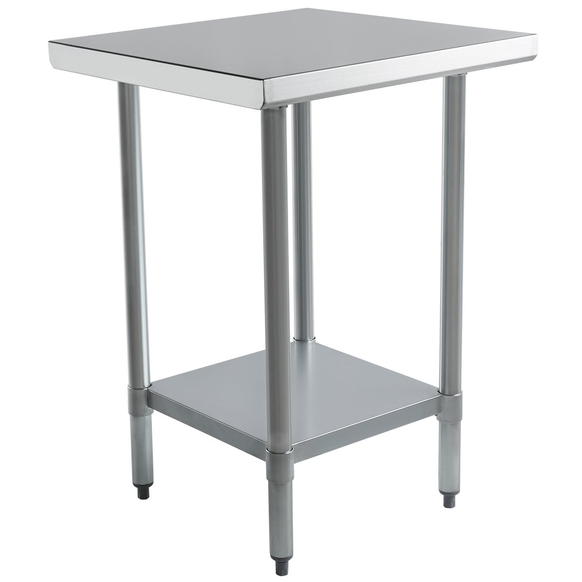 Empura 24" x 24" 18-Gauge 304 Stainless Steel Commercial Work Table with Flat Top Galvanized Legs and Undershelf