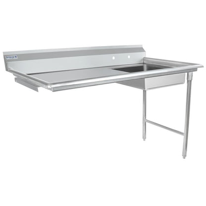 60" Soiled Undercounter Dish Table with Right Drainboard - 16 Gauge Stainless Steel, NSF Dishtable, Soiled, Undercounter Empura